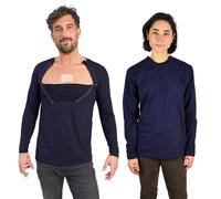 Inspired Comforts Chemotherapy Port Access Long Sleeve Shirt Navy Blue XL