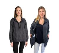 Inspired Comforts Mastectomy Recovery Hoodie with Drain Pockets, Charcoal, Large