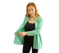 Inspired Comforts Mastectomy Recovery Shirt with Drain Pockets and Fasteners to Hold Drainage Tubes, Green, Medium