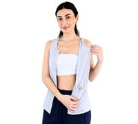 Inspired Comforts Post Surgery Mastectomy Recovery Ribbed Tank top with Drain Pocket & Button Front, Grey, L