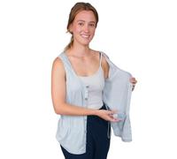 Inspired Comforts Post Surgery Mastectomy Recovery Ribbed Tank top with Drain Pocket & Button Front, Grey, M