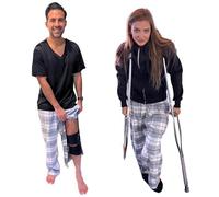 Inspired Comforts Unisex Tearaway Post Surgery Recovery Pajama Pants with Side Snaps & Pockets, Grey White Checks, M