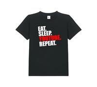 Inspired Eat Sleep YouTube Repeat T-Shirt | Premium Crew Neck Unisex T-Shirt |Regular Fit Short Sleeve 100% Cotton Round Neck T-Shirt |Funny Vintage Style tee for UK Men/Women/Kids Black