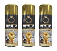 Inspired Essentials Rapide Product 3 x Metallic Shimmering Gold Spray Paint Interior & Exterior Aerosol Can 400ml