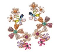 Inspired Floral Statement Earrings Crystal Embellished Design Lightweight Construction Ideal for Bridal Party Attire Unique Floral Design Ear Studs