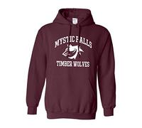 Inspired Funny The Vampire Inspired Hoodies - Mystic Falls Front Print only Hooded Tops (Burgundy, XX-Large)