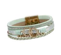 Inspired Leather Multilayer Braided Adjustable Beaded Wristband for Women Jewelry Piece Stackable, One Size, as described, as described
