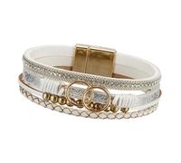 Inspired Leather Multilayer Braided Adjustable Beaded Wristband for Women Jewelry Piece Stackable, One Size, as described, as described