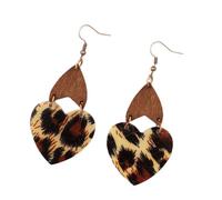 Inspired Leopard Heart Earrings Dangle Ear Hooks Accessory Perfect for Adding a Unique Touch to Any Outfit Vintage Heart Earrings