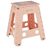 Inspired Living 18" Folding Step Stool, Plastic Foldable Step Stools for Adults Holds Up to 330 lbs, Collapsible Folding Stool for Kitchen, Bathroom, Bedroom, Garden - Blush/Grey