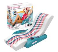 Inspired Living Inflatable Pool Lounger with Bluetooth IPX7 Waterproof Speaker, Cup Holder, Floating Pool Chair for Adults, Kids, Premium Pool Float for Pool Parties, Tanning, Backyard, 250lb Capacity