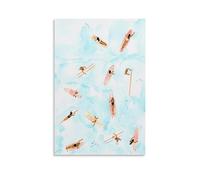 Inspired Ocean Surf Girls On The Water Wall Art Paintings Canvas Prints Poster Artwork for Living Room Bedroom Bathroom Office Home Decor 12x18inch(30x45cm)