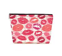 Inspired Red Lip Red Plaid Makeup Bag Cosmetic Bag Inspirational Funny Gifts for Women Female Make up Lovers Friend Sister Daughter Bestie Girl Niece Mom Aunt Christmas Birthday Friendship Gifts,