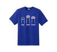 Inspired Rock Paper Scissors Mens t-Shirt | Quality Printed tee Regular Fit Short Sleeve 100% Cotton top for UK Men/Women/Kids Cat Paws Best Gift for Cat Lovers Royal