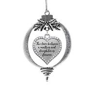 Inspired Silver - Mother and Daughter Bond - Silver Christmas Ornament - Open Heart Charm Christmas Tree Ornament with Cubic Zirconia - Holiday Hanging Decoration