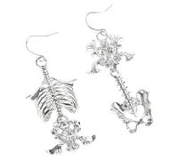 Inspired Skull Dangle Earrings with Floral Alloy Lightweight Ear Accessories Gold/Silver Color Vintage Skeleton Hollow Earrings