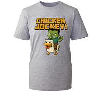 Inspired Youth Chicken Jockey T-Shirt 2025 Funny Trendy Popular Gaming Tshirt Kids Matching Gift Shirt Unisex Kids Adults Tee Tops (Heather Grey, 12 Years)