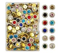 INSPIRELLE 12mm 120pcs Sunflower Crystal Glass Sew on Stainless Steel Setting Gold Claw Flower Rhinestone for Decoration Crafts Clothes Wedding Dresses