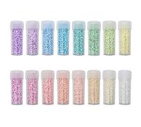 INSPIRELLE Size Almost Uniform 80 Gram 12/0 (2mm) Round Seed Beads for Craft Jewelry Making, 16 Opaque AB Pastel Colors
