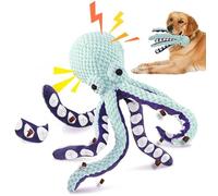 InspireTag Pack of 2 Dog Squeaky Toys Upgarded Octopus - No Stuffing Crinkle Plush Puppy Dog Toys for Puppy Teething, Durable Interactive Chew Toys for S, M and Large Dogs Training and Reduce Boredom