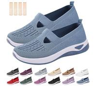 Inspireuplift Shoes for Women, Shoes for Elderly to Prevent Falls, Summer Breathable Non-Slip Soft Sole Elderly Shoe (Blue,11)