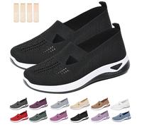 Inspireuplift Shoes for Women, Shoes for Elderly to Prevent Falls, Summer Breathable Non-Slip Soft Sole Elderly Shoe (Black,7.5)