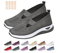 Inspireuplift Shoes for Women, Shoes for Elderly to Prevent Falls, Summer Breathable Non-Slip Soft Sole Elderly Shoe (Dark Gray,9.5)