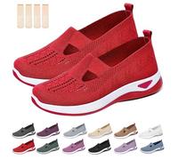 Inspireuplift Shoes for Women, Shoes for Elderly to Prevent Falls, Summer Breathable Non-Slip Soft Sole Elderly Shoe (Red,6.5)