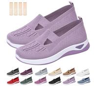 Inspireuplift Shoes for Women, Shoes for Elderly to Prevent Falls, Summer Breathable Non-Slip Soft Sole Elderly Shoe (Light Purple,7.5)