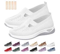 Inspireuplift Shoes for Women, Shoes for Elderly to Prevent Falls, Summer Breathable Non-Slip Soft Sole Elderly Shoe (White,6)
