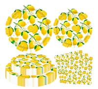 Inspireyee 120 Pack Lemon Party Decorations Lemonade Themed Birthday Party Supplies Yellow Lemons Themed Tableware- Lemon Plate Napkins for Lemon Theme Birthday Wedding Shower Supplies Serves 40
