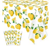 Inspireyee 4 Pack Lemon Tablecloth Lemons Summer Party Table cover Rectangle Lemons Table Cover 51 x 86 Lemonade Table cloth for Lemon Theme Birthday Party Picnic Supplies Lemonade Table Decorations