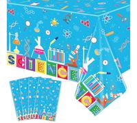 Inspireyee 4 PCS Science Tablecloth Decorations Mad Scientist Theme Birthday Party Supplies Science Table Cover Rectangular 51 x 86in Laboratory Table Covers for Lab Party Decor