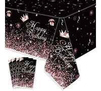 Inspireyee Black and Rose Gold Confetti Tablecloth (Pack of 4), 86 x 51 inches Black Rose Gold Birthday Party Table Covers Birthday Party Supplies Tablecloth Party Decorations