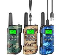Inspireyes Walkie Talkies for Kids Rechargeable, 48 Hours Working Time 2 Way Radio Long Range, Outdoor Camping Games Toy Birthday Xmas Gift for Boys Age 8-12 3-5, 3 Pack Camouflage