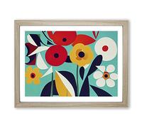 Inspiring Abstract Flowers H1022 Framed Print for Living Room Bedroom Home Office Décor, Wall Art Picture Ready to Hang, Oak A2 Frame (64 x 46 cm)