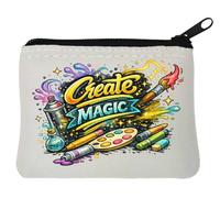 Inspiring Artistic Creativity Design Neoprene Coin Purse Pouch 10x11cm White