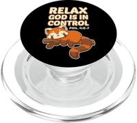 Inspiring Bible Quote With Red Panda - God Is In Control PopSockets PopGrip for MagSafe