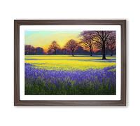 Inspiring Bluebell Field Sunrise Framed Print | A2 Walnut Framed Wall Art | Ready to Hang | Modern Landscape Picture | Living Room Bedroom Lounge Office
