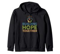 Inspiring Community Support Message: Building Hope Together Zip Hoodie