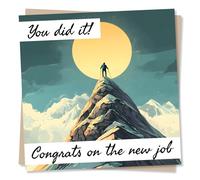 Inspiring Congratulations Card For New Job For Loved One - Mountain, Peak, Climber - You Did It, Congrats - For Bestie, Friend, Relative, Sister, Brother, Son, Daughter, Granddaughter, Grandson