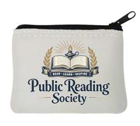 Inspiring Public Reading and Learning Society Neoprene Coin Purse Pouch 10x11cm White