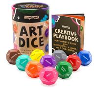 Insplore Art Dice - 12-Sided Wooden Dice with 120 Prompts to Help You Decide What to Draw or Paint - Creative Playbook with Games and Activities - Fun, Inspiring Gift for Artists of All Levels