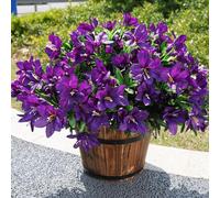 INSPRING Artificial Faux Plants Flowers for Outdoors Spring Decor,3 Bundles Realistic Outside Fake Silk Azalea UV Resistant Outdoor Artificial Flowers for Planter Porch Patio Garden Home, Dark Purple