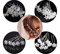 INSPUTOL 20Pcs Wedding Hair Pins for Women - U Shaped Bridal Hair Accessories with Crystal Flower Design, White Diamond Rose Hair Pins for Brides, Bridesmaids, and Wedding Guests