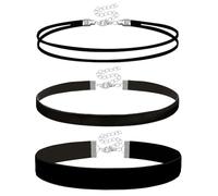 INSPUTOL 3-Pack Black Velvet Choker Necklace Set for Women & Girls, Adjustable Stretch Comfort Fit Collar Necklaces for Cosplay, Halloween, Party, Dance