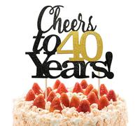 INSPUTOL 40th Birthday Cake Topper, Cheers to 40 Years Cake Decoration, Happy 40th Birthday Party Supplies, Wedding Anniversary Cake Décor