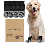 INSPUTOL Anti-Slip Dog Socks with Upgraded Glow Straps for Hardwood Floors, Paw Protectors with Extra Grip, Prevent Licking and Slipping, Dog Booties for Medium Large Senior Dogs(Size L)
