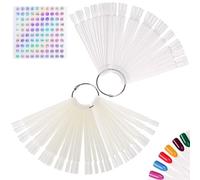 INSPUTOL Nail Swatches With Labels 100pcs Nail Swatch Sticks Nail Colour Display Nail Display Tips Nail Art Tips Sticks With Metal Ring For Nail Salon And Beginners(Clear+Natural)