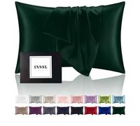 INSSL - Mulberry Silk Pillowcase for Hair and Skin Well-Being Comfortable and Breathable while Sleeping (Dark Green, Standard)
